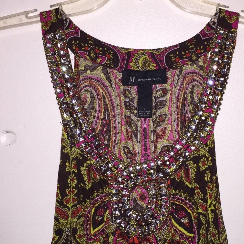 INC Keyhole Halter Top Rhinestones - Picture 3 of 5